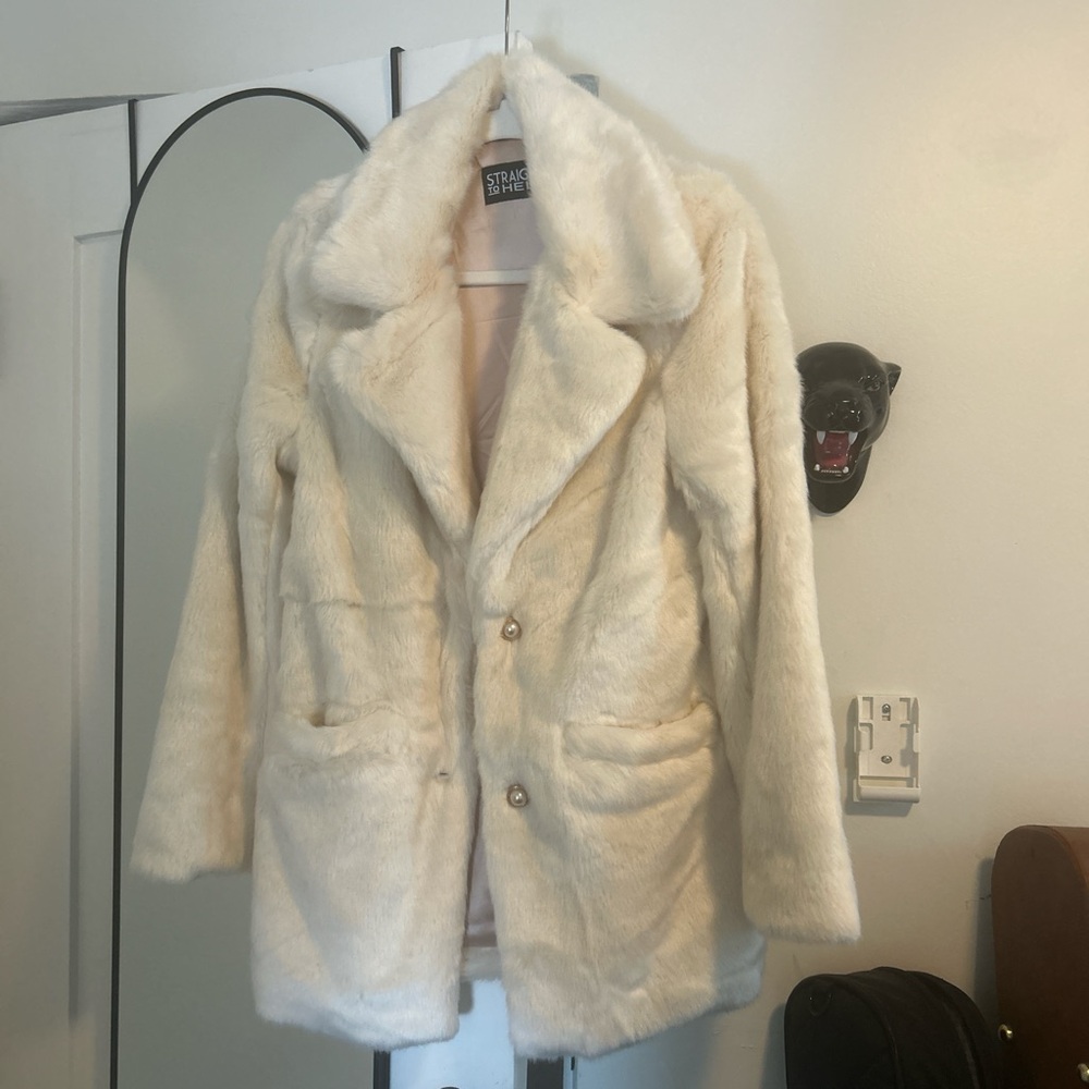 Elegant Women's Cream Teddy Jacket
